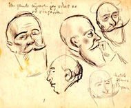 1921 – Stockholm: Anatol France, Nobelpreis für Literatur, von Hess portraitiert