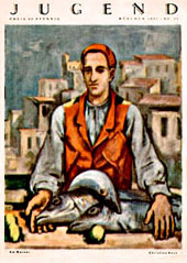 München 1929 – Titelseite der Zeitschrift „Jugend“ mit dem Bild „Fischer mit roter Weste“ von Hess